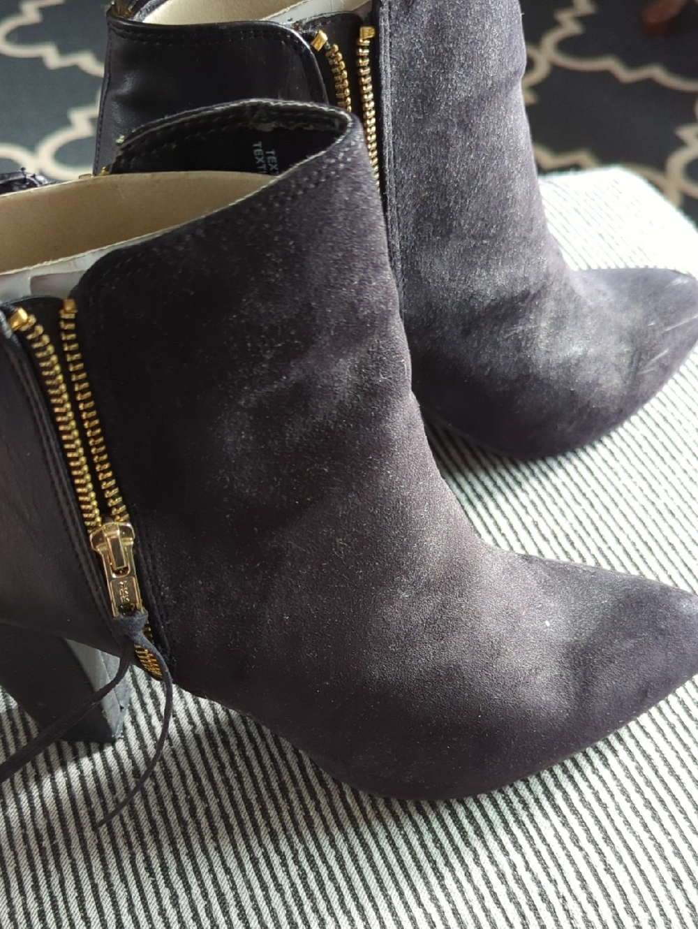 Mossimo Supply Co. Black Suede Ankle Booties with Gold Zippers